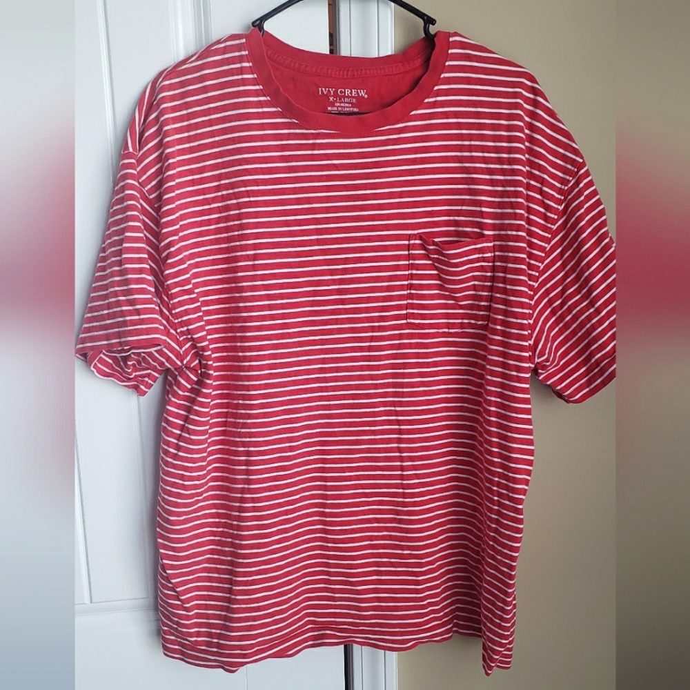 Men's Ivy Crew Stripped T-ShirtSize - XLColor - Red and White